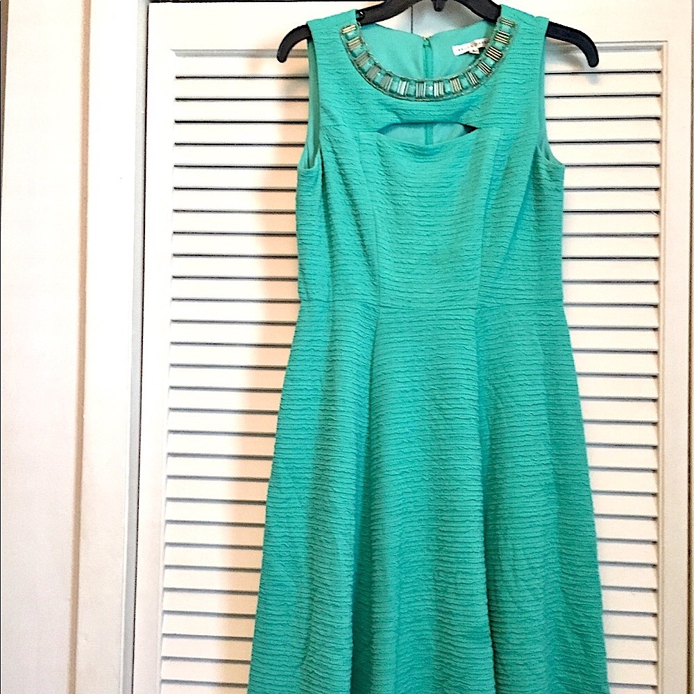 👗Sandra Darren Green Turquoise A-line Dress (6)👗